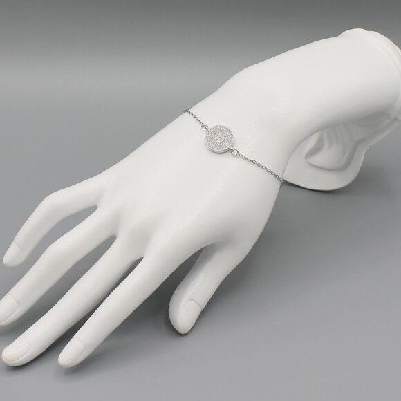 Bracelet jewelry elegant silver tone adjustable sparkly sparkle adjustable new - Picture 3 of 6